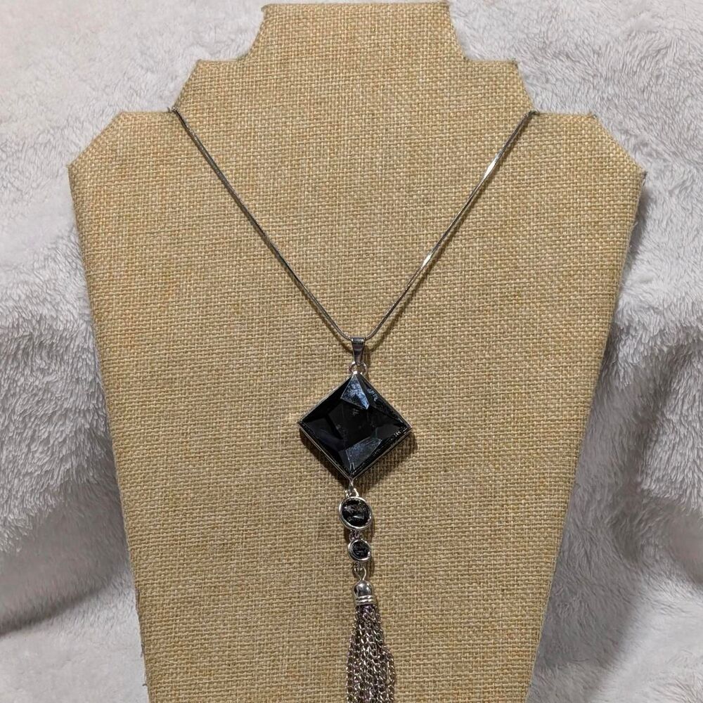 Silver And Black Tassel Fashion Necklace